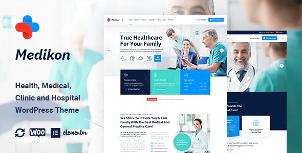 Medikon - Health & Medical WordPress Theme WordPress theme homepage layout for a clinic health and beauty website