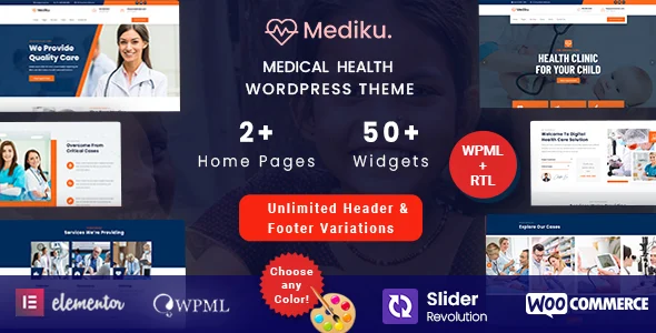 Mediku - Medical Health WordPress Theme WordPress theme homepage layout for a clinic health and beauty website