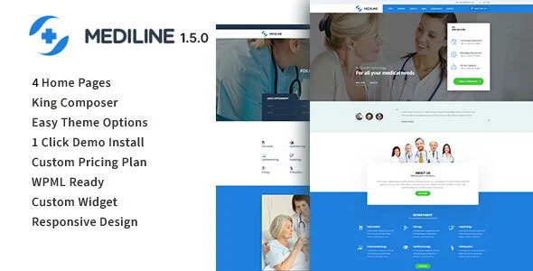 Mediline - Medical & Health WordPress Theme WordPress theme homepage layout for a beauty health and beauty website