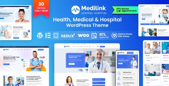 Medilink - Health & Medical WordPress Theme WordPress theme homepage layout for a clinic health and beauty website