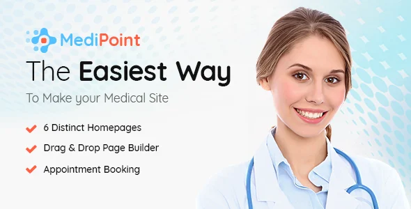 MediPoint - Doctor WordPress Theme WordPress theme homepage layout for a appointment booking health and beauty website