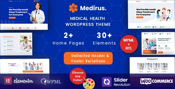 Medirus - Medical Health WordPress Theme WordPress theme homepage layout for a clean health and beauty website