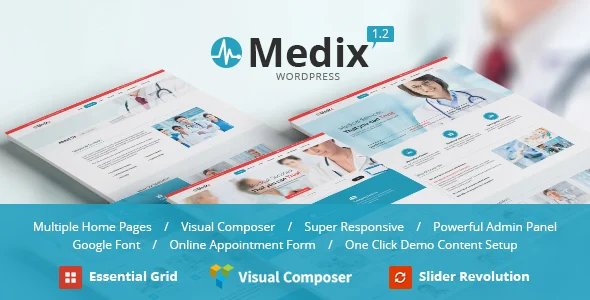 Medix - Health and Medical WordPress WordPress theme homepage layout for a appointment health and beauty website