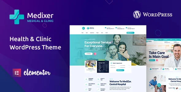 Medixer – Medical WordPress Theme WordPress theme homepage layout for a care health and beauty website