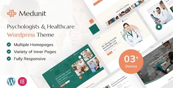 Medunit | Psychology & Health Care WordPress Theme WordPress theme homepage layout for a clinic health and beauty website