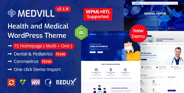 Medvill - Health & Medical WordPress Theme WordPress theme homepage layout for a clinic health and beauty website