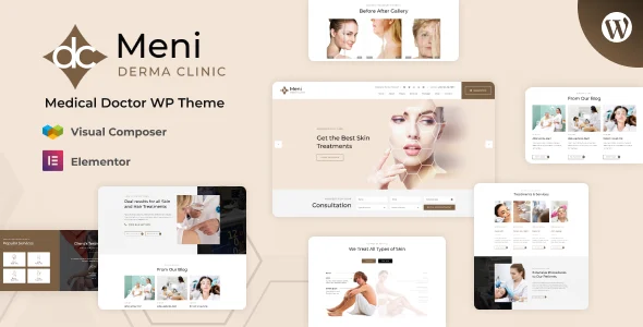 Meni - Medical Doctor WordPress Theme WordPress theme homepage layout for a appointment health and beauty website