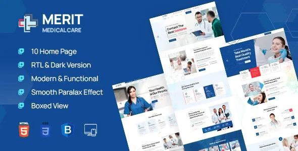 Merit - Health & Medical WordPress Theme & RTL Ready WordPress theme homepage layout for a clinic health and beauty website