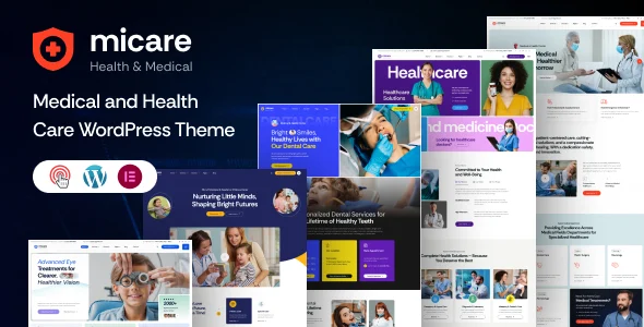 Micare - Medical and Health Care WordPress Theme WordPress theme homepage layout for a Clinic Finder health and beauty website