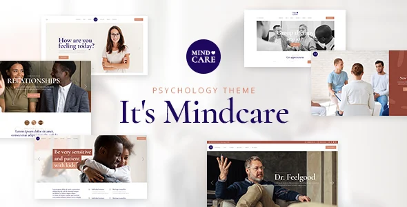 MindCare - Psychology and Counseling WordPress Theme WordPress theme homepage layout for a booking health and beauty website