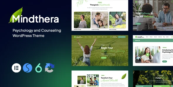 Mindthera - Psychology and Counseling WordPress Theme WordPress theme homepage layout for a chiropractor health and beauty website