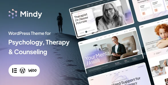 Mindy – Therapy & Counseling WordPress Theme WordPress theme homepage layout for a counselor health and beauty website