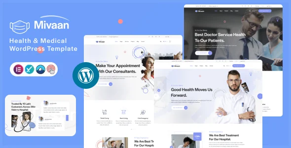Mivaan - Health & Medical WordPress Theme WordPress theme homepage layout for a clinic health and beauty website
