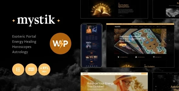Mystik | Astrology, Esoteric, Horoscope & Numerology WordPress Theme WordPress theme homepage layout for a astrology health and beauty website