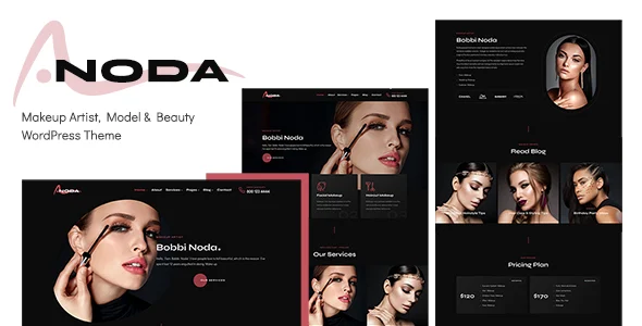 Noda - Makeup Artist WordPress Theme WordPress theme homepage layout for a artist health and beauty website