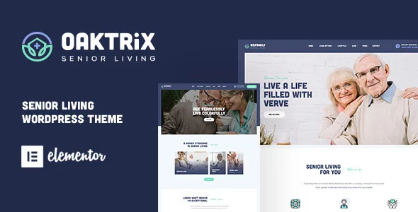 OakTrix - Senior Care WordPress Theme WordPress theme homepage layout for a aged care health and beauty website