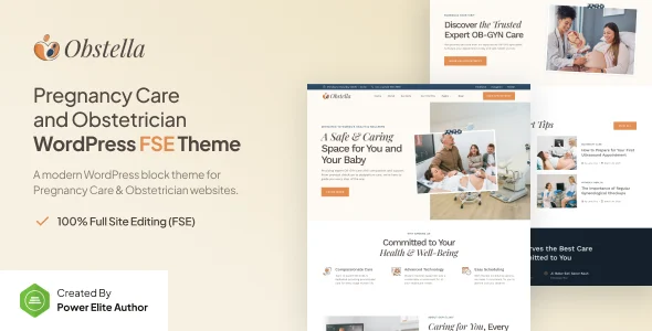 Obstella – Pregnancy Care & Obstetrician Gutenverse FSE WordPress Block Theme WordPress theme homepage layout for a childbirth health and beauty website