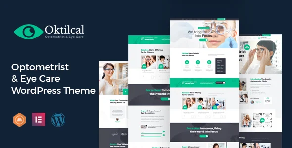 Oktilcal -  Eye Care WordPress Theme WordPress theme homepage layout for a doctors health and beauty website