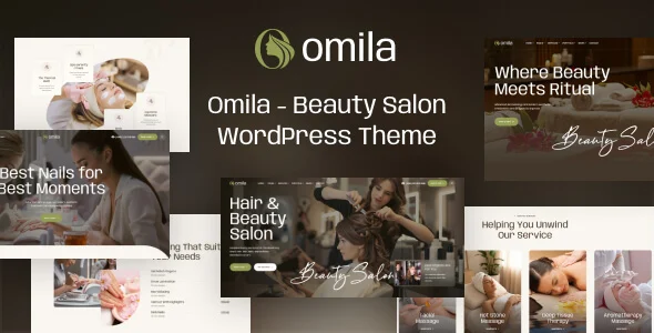 Omila – Beauty Salon WordPress Theme WordPress theme homepage layout for a beauty health and beauty website