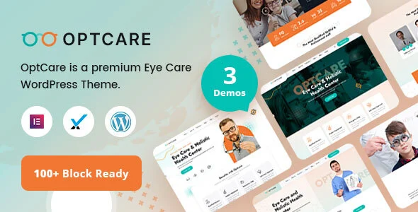 Optcare - Eye Care WordPress Theme +RTL WordPress theme homepage layout for a dental health and beauty website