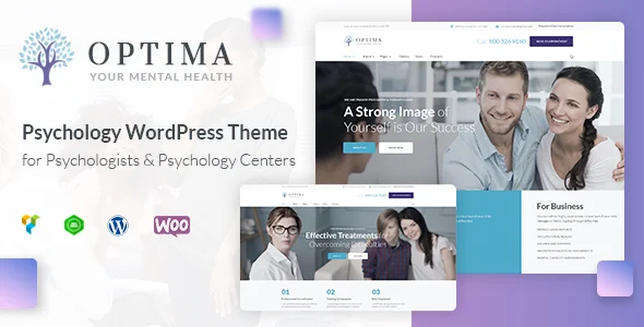 Optima - Psychology and Counseling WordPress Theme WordPress theme homepage layout for a center health and beauty website
