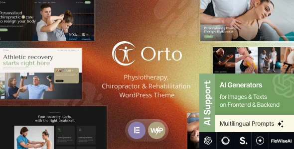 Orto - Physiotherapy, Chiropractor & Rehabilitation WordPress Theme WordPress theme homepage layout for a chiropractor health and beauty website