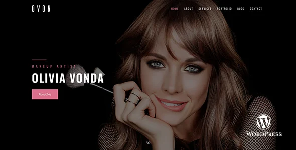 Ovon - Makeup Artist WordPress Theme WordPress theme homepage layout for a artist health and beauty website