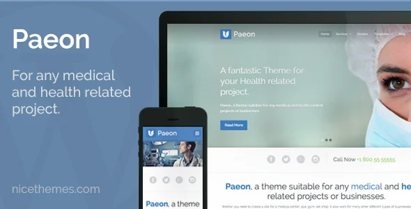 Paeon - Medical WordPress Theme WordPress theme homepage layout for a beauty health and beauty website