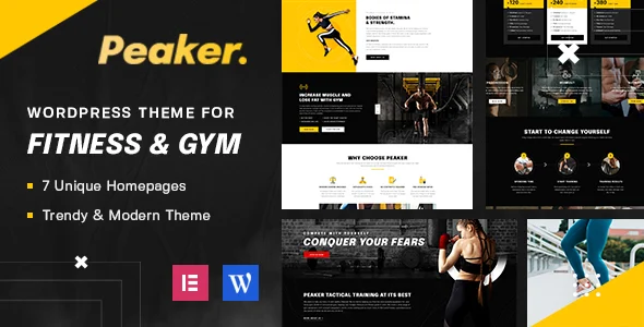 Peaker - Fitness & Gym WordPress Theme WordPress theme homepage layout for a bodybuilding health and beauty website