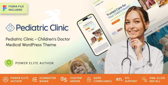 Pediatric Clinic - Children’s & Family Doctor Medical WordPress Theme WordPress theme homepage layout for a children health and beauty website
