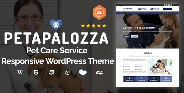 Petapalozza - Pet Care Service WordPress Theme WordPress theme homepage layout for a animal health and beauty website