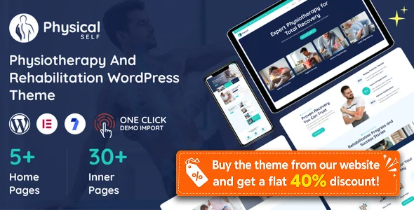 PhysicalSelf - Physiotherapy & Rehabilitation WordPress Theme WordPress theme homepage layout for a appointment health and beauty website