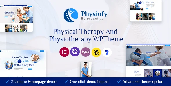 Physiofy - Physiotherapy and Chiropractic WordPress Theme WordPress theme homepage layout for a chiropractic therapy health and beauty website