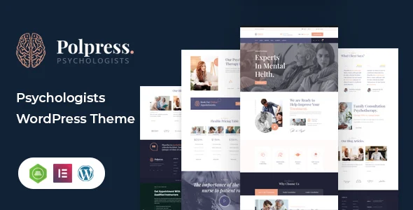Polpress – Psychiatric therapy WordPress Theme WordPress theme homepage layout for a counseling health and beauty website