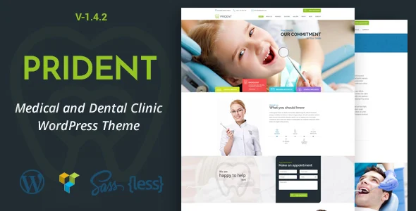 Prident - Medical and Dental Clinic WordPress Theme WordPress theme homepage layout for a clean health and beauty website