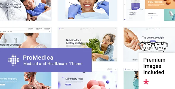 ProMedica - Medical and Healthcare WordPress Theme WordPress theme homepage layout for a dentist health and beauty website