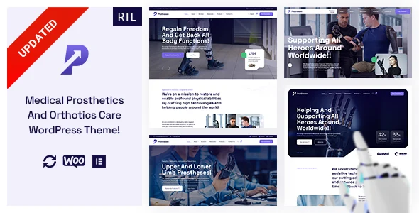 Prothesen - Prosthetics & Orthotics Care WordPress Theme WordPress theme homepage layout for a artificial limbs health and beauty website