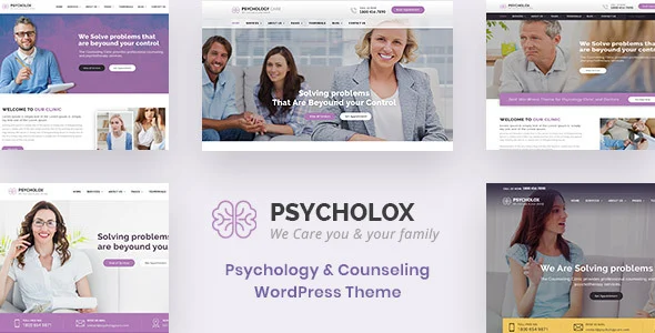 Psycholox : Psychology & Counseling WordPress Theme WordPress theme homepage layout for a counseling health and beauty website