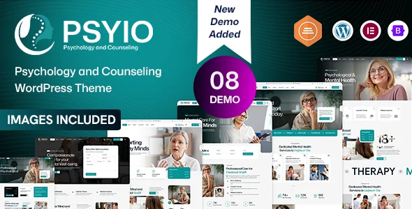 Psyio – Psychology & Counseling WordPress Theme WordPress theme homepage layout for a appointment booking health and beauty website