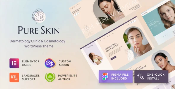 Pure Skin - Dermatology Clinic & Cosmetology WordPress Theme WordPress theme homepage layout for a beauty health and beauty website