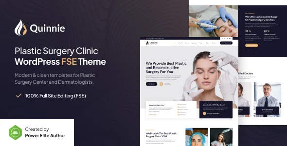 Quinnie – Plastic Surgery Clinic Gutenvese FSE WordPress Block Theme WordPress theme homepage layout for a aesthetic clinic health and beauty website