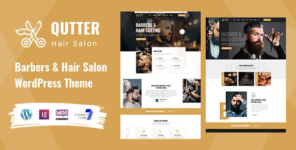 Qutter - Barber & Hair Salon WordPress Theme WordPress theme homepage layout for a barber health and beauty website
