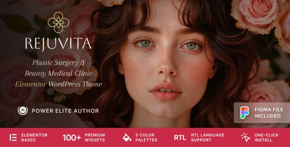 Rejuvita – Plastic Surgery & Beauty Medical Clinic WordPress Theme WordPress theme homepage layout for a aesthetic health and beauty website