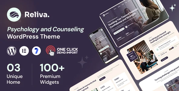 Reliva | Mental Health & Counseling WordPress Theme WordPress theme homepage layout for a counseling health and beauty website