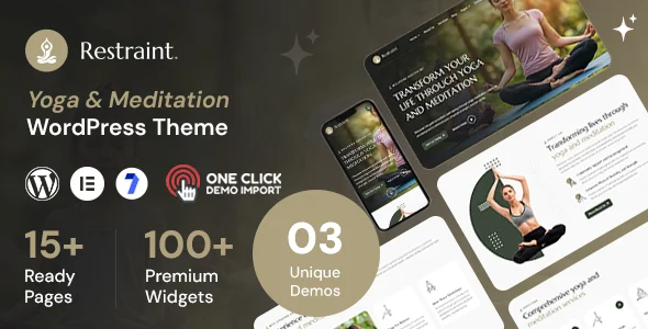 Restraint - Yoga WordPress Theme WordPress theme homepage layout for a creative health and beauty website