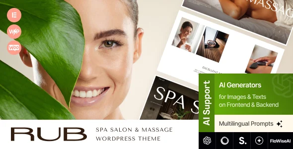 Rub - Spa Salon, Massage & Wellness WordPress Theme WordPress theme homepage layout for a asian massage health and beauty website