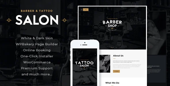 Salon | Barbershop & Tattoo Studio WordPress Theme WordPress theme homepage layout for a artist health and beauty website