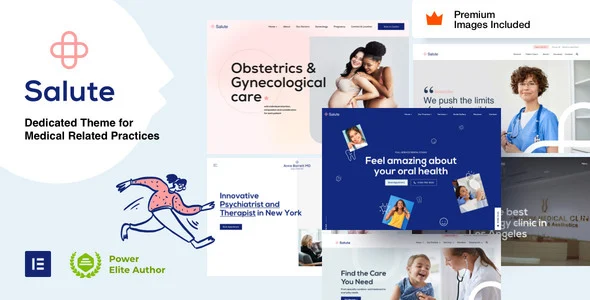 Salute - Dental GP Dermatology Gynecologist WordPress theme homepage layout for a clinic health and beauty website