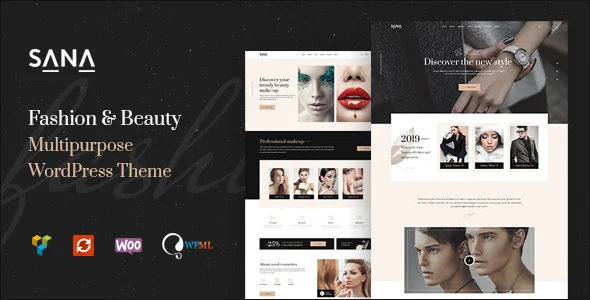 Sana - Fashion Stylist, Beauty Salon and Makeup Artist WordPress Theme WordPress theme homepage layout for a beauty blog health and beauty website