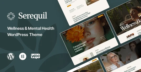 Serequil - Wellness & Mental Health WordPress Theme WordPress theme homepage layout for a clinic theme health and beauty website